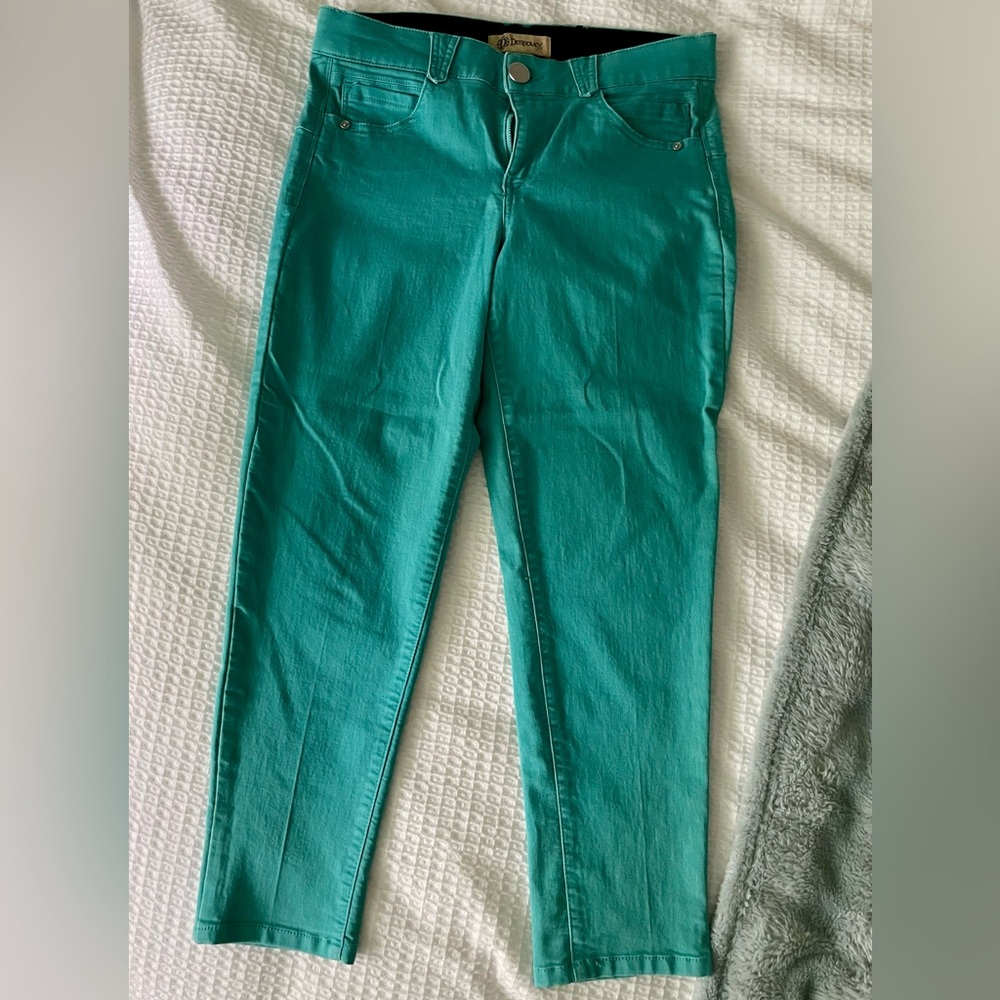 Democracy Teal Ankle Cropped Jeans